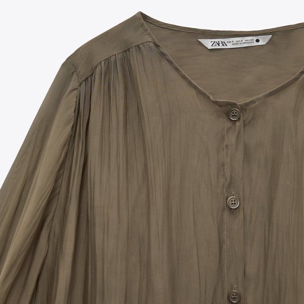 ZARA SEMI-SHEER FLUID BLOUSE - Picture 5 of 12
